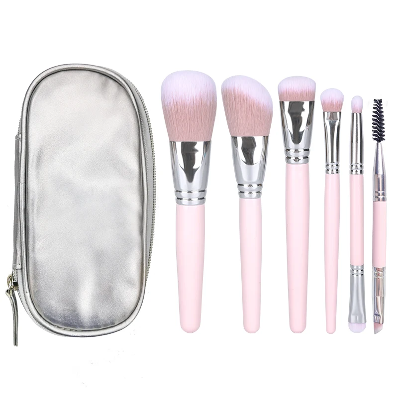 

ZYT-001J High Quality Wholesale Pink Rolling Makeup 6pcs Rainbow Makeup Brush Set Dual Head Makeup Brush