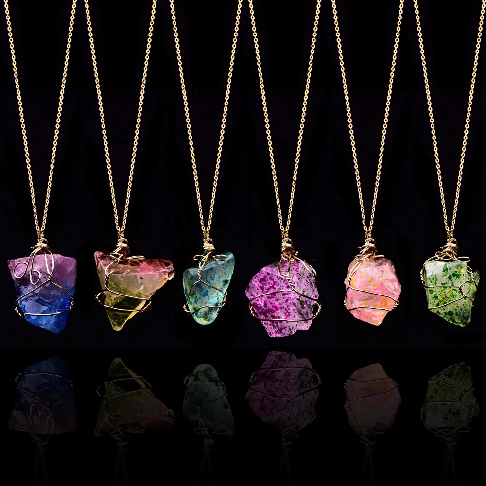

Hesiod women colorful boho natural stone necklace, As pic show
