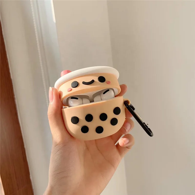 

New Design Cute Earphone Case Pearl Milk Tea Cover For AirPods 1/2 Wireless Earphone Box Silicone Case For AirPods pro 3, Colors customized