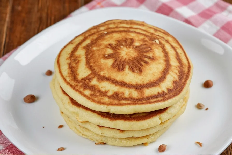 Perfectly cooked cinnamon swirl pancakes showing distinct cinnamon ribbons