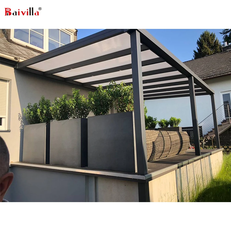 

Hot Selling Gazebo Sun Shade Outdoor Pergola Roof System Aluminum Frame White Or Ash Black, Customized colors