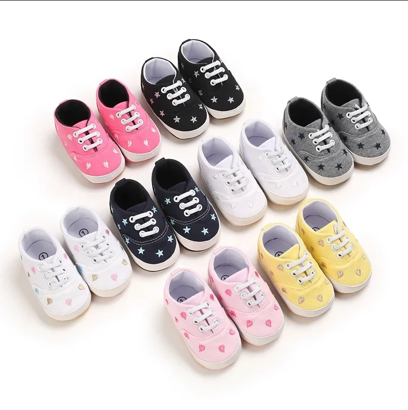

Rubber Sole Embroidered Toddler Girl Boy Newborn Kids Footwear Baby Casual Shoes