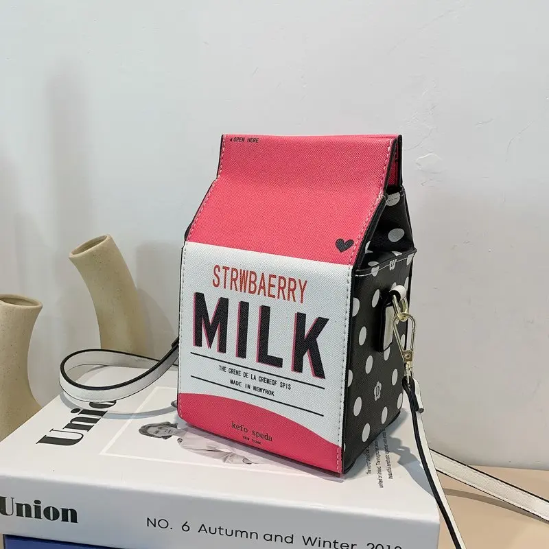 

JOYIE Personalized Design Women Hand Bags Crossbody Handbag Fashion Unique Purses Strawberry Milk Box Bags for Girls, Multi colors