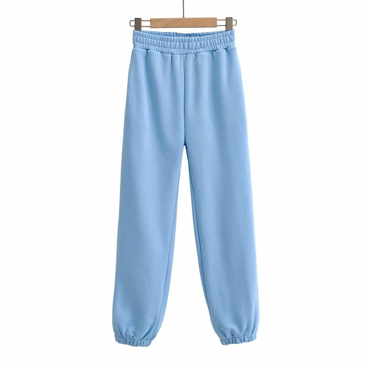 

2020 New elastic high waist sports pants solid color women stacked jogger sweat pants casual pants for ladies