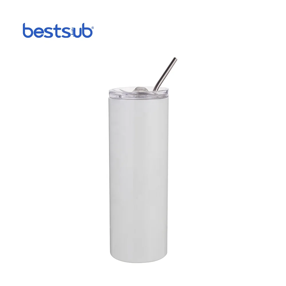 

BestSub Wholesale 20oz 600ml insulated White Double Walled Stainless Steel Blank Sublimation Straight Skinny Tumbler