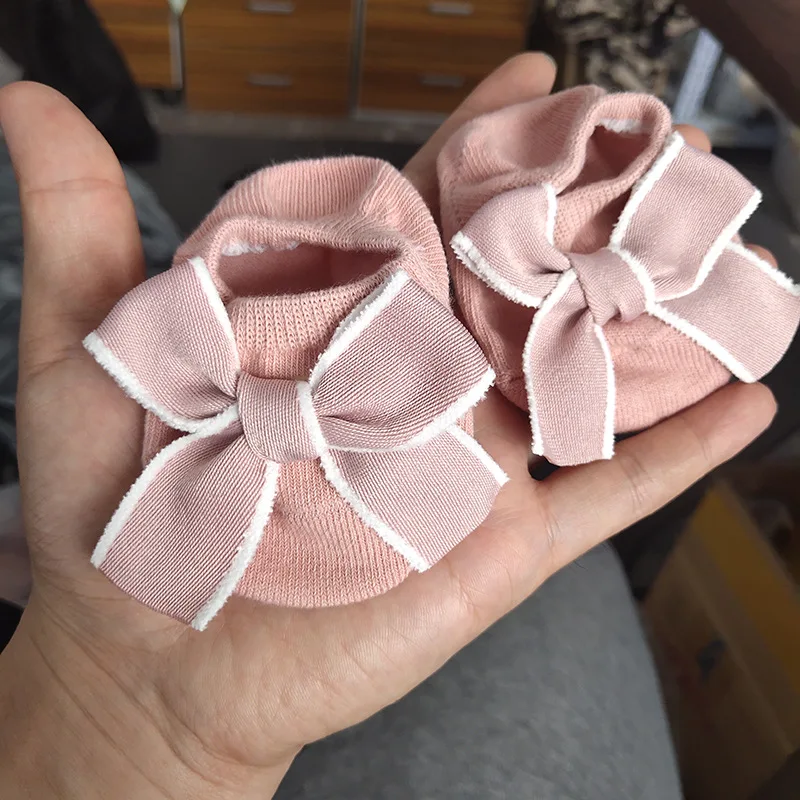 

Adorable newborn baby girls wide ribbon bowknot boat socks soft cotton princess girls costumes toddler clothing accessories