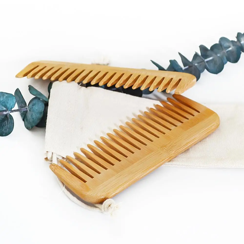 

Eco-friendly Biodegradable Natural bamboo Wooden wide tooth comb, Natural bamboo color