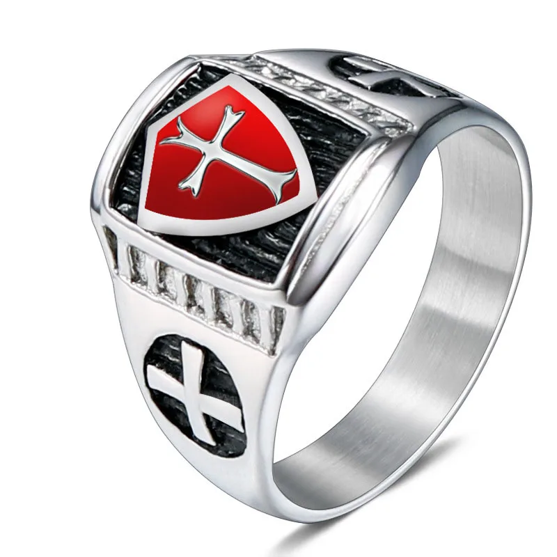 

HY094 European and American fashion cross stainless steel ring, personalized retro men's titanium steel ring