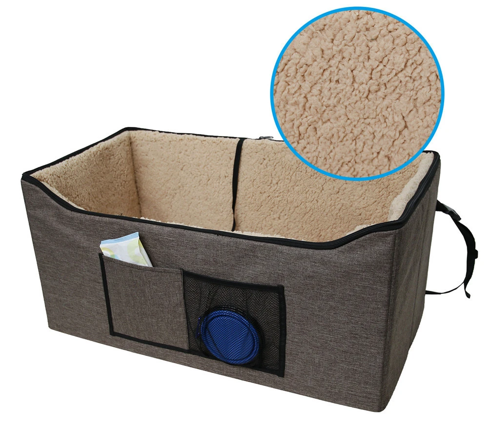 

Safety Luxury Travel Comfortable Foldable Pet Dog Booster Car Seat Bed, Gray