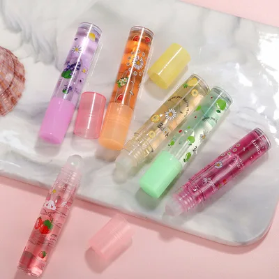 

TEAYASON random small flowers dai roll-on fruit water toot lip oil glass transparent lip glaze colorless lip gloss moisturizing