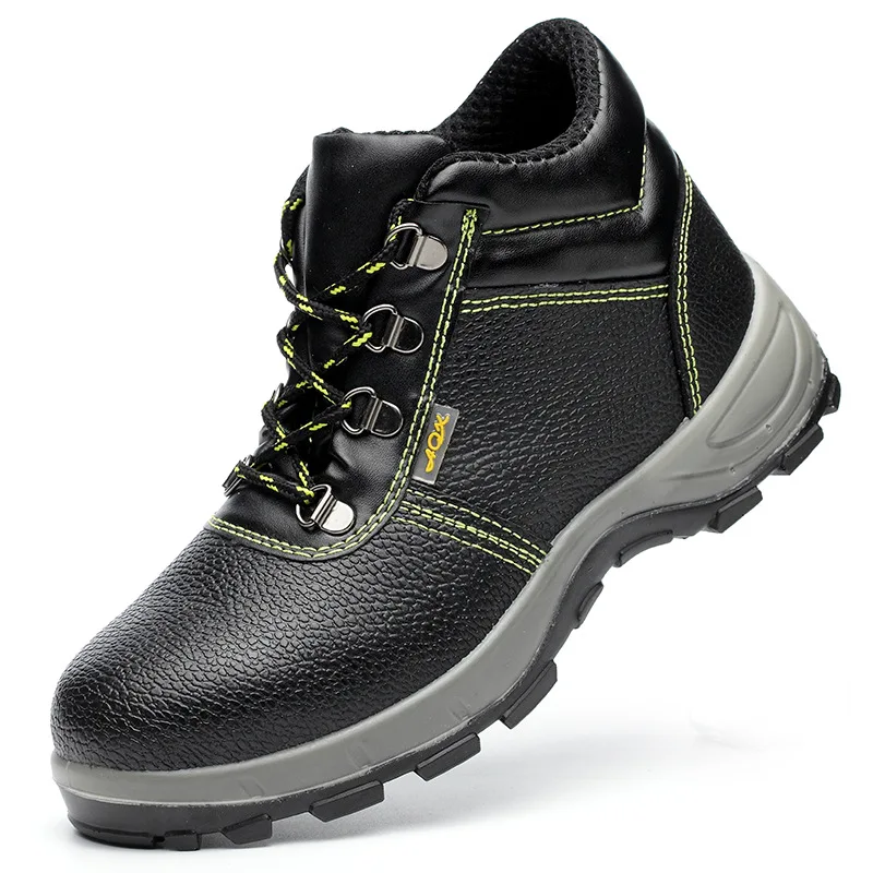 

SF8003 wholesale PU outsole injection leather steel toe puncture proof black color hard wearing high topsafety work shoes