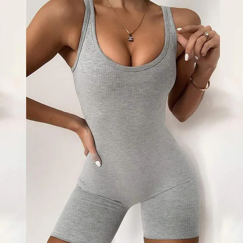 

2020 new arrivals summer design women square Collar simple short jumpsuit women casual playsuits