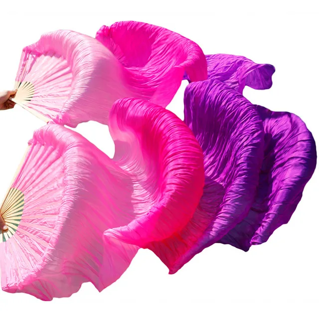 

Belly Dance Silk Fans Bamboo Ribs Natural Silk Stage Performance Props Dye Fans Women Dance Fans, 21