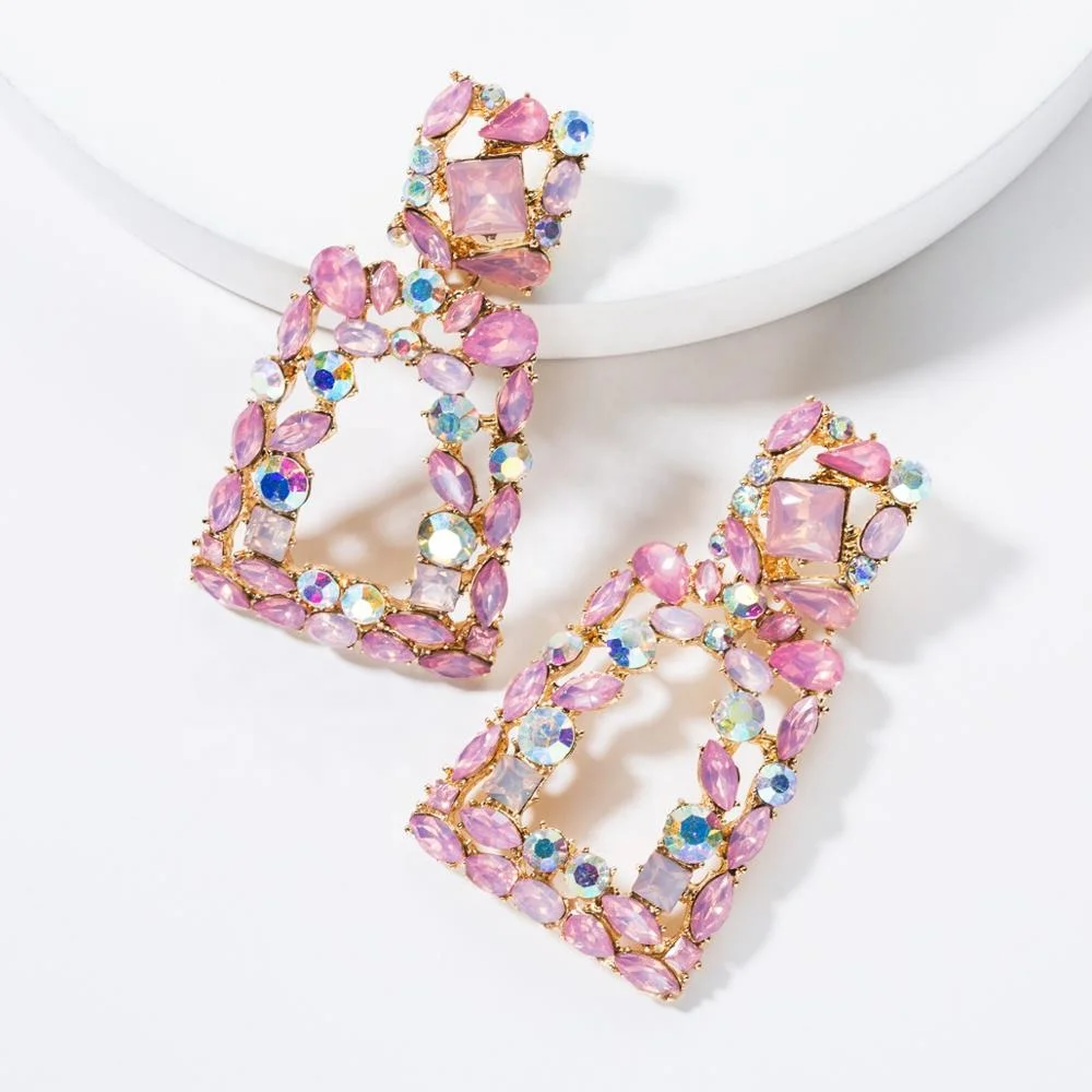 

New fashion jewelry colorful statement crystal earrings for women, Picture