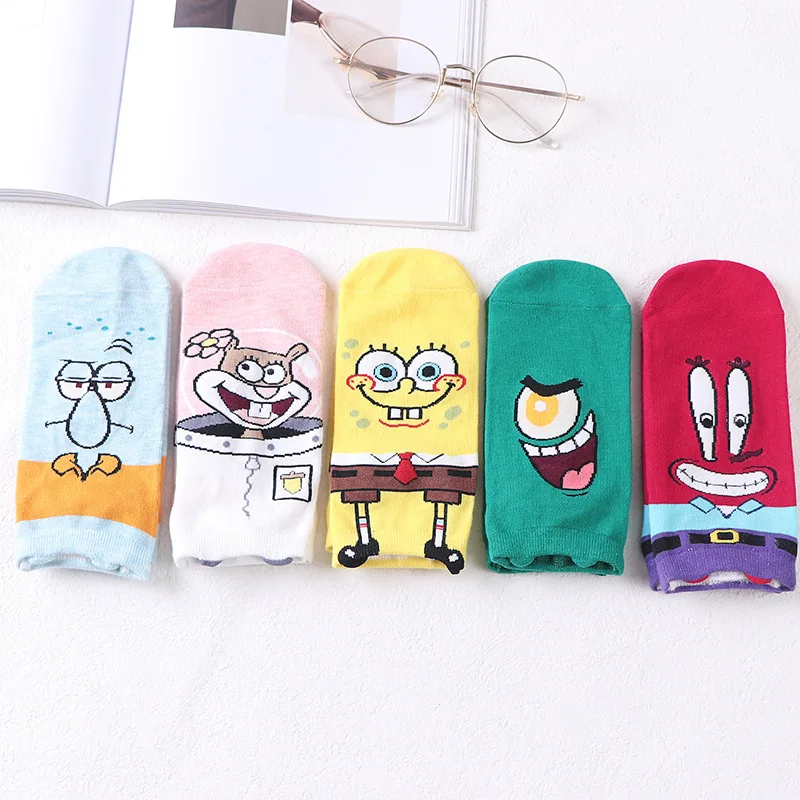 

korean Cartoon cute Character sock Unique Funny women Spring Summer Breathable Comfortable kawaii short ankle socks, As shown