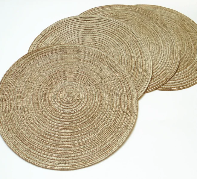 

New Nordic Cotton Yarn Round Western Hand-Woven Non-slip Anti-scald Heat Insulation Pad Coaster Placemat, Nature/customized color