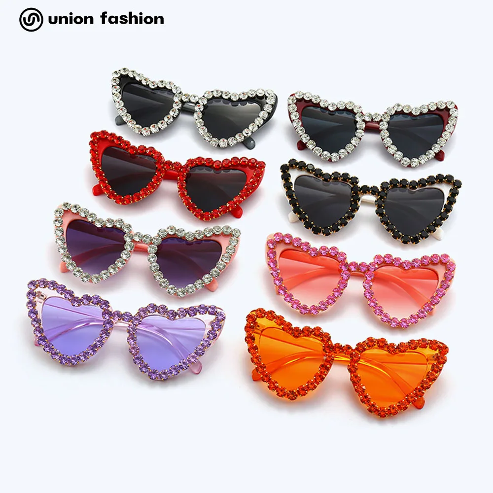 

Summer New Individuality Diamond Studded Fashion Wholesale Party Heart Sunglasses Women