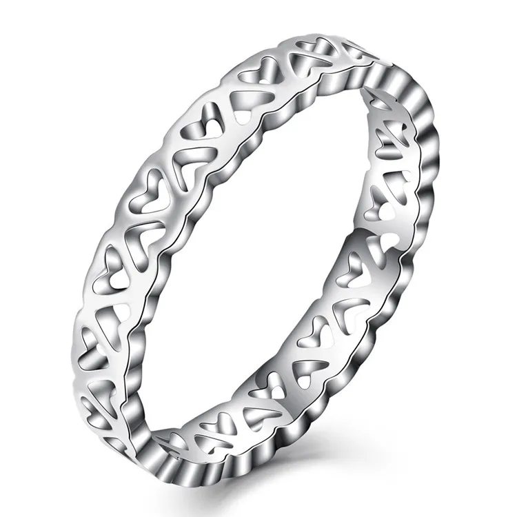 

Retro Stainless Steel High Quality Hollow Love Heart Women Ladies Ring