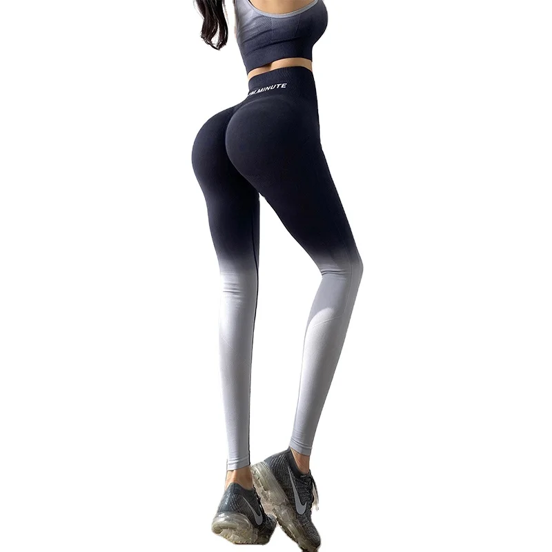 

Mitaogirl High Waist Gradient Color Running Sports Leggings Energy Sportswear Gym Yoga Sports Pants
