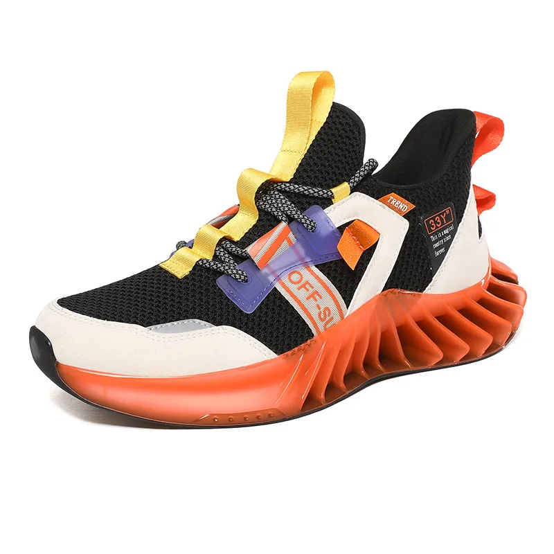 

Latest Design High-Tech Autumn Winter Blade Sole Women Men Sports Shoes Running Sneakers, Orange/green/blue