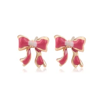 

99712 xuping Promotional Pink Dripping Bow Earrings