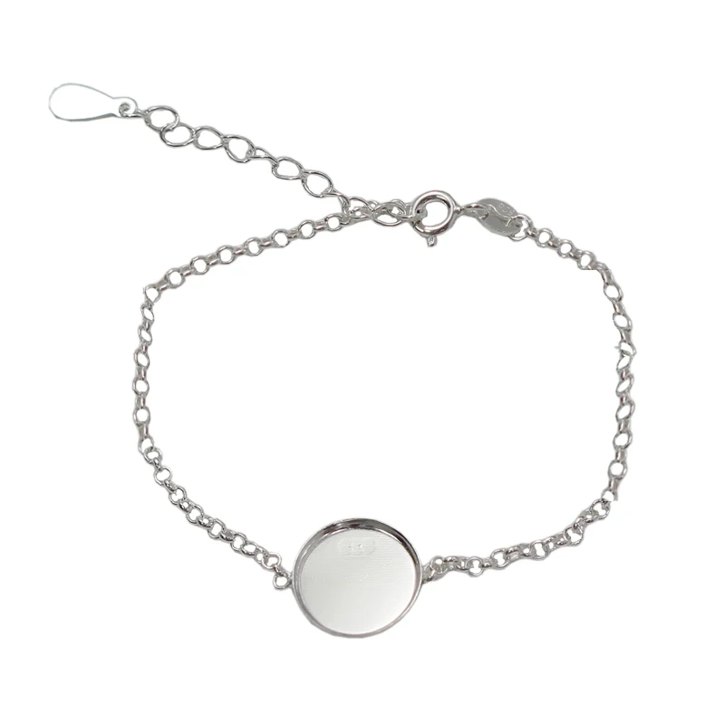 Solid Sterling Silver Adjustable Bracelet Base Settings 12mm Bezel Bracelet Blank