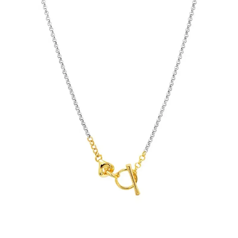 

Geometric OT Buckle Clavicle Chain Simple Link Gold Silver Color Stitching Toggle Temperament Necklace Women Jewelry 2020