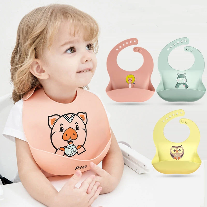 

Wholesale BPA Free Waterproof Silicone Baby Bib With Food Catcher baberos de silicona Baby Silicone Bibs, Optional