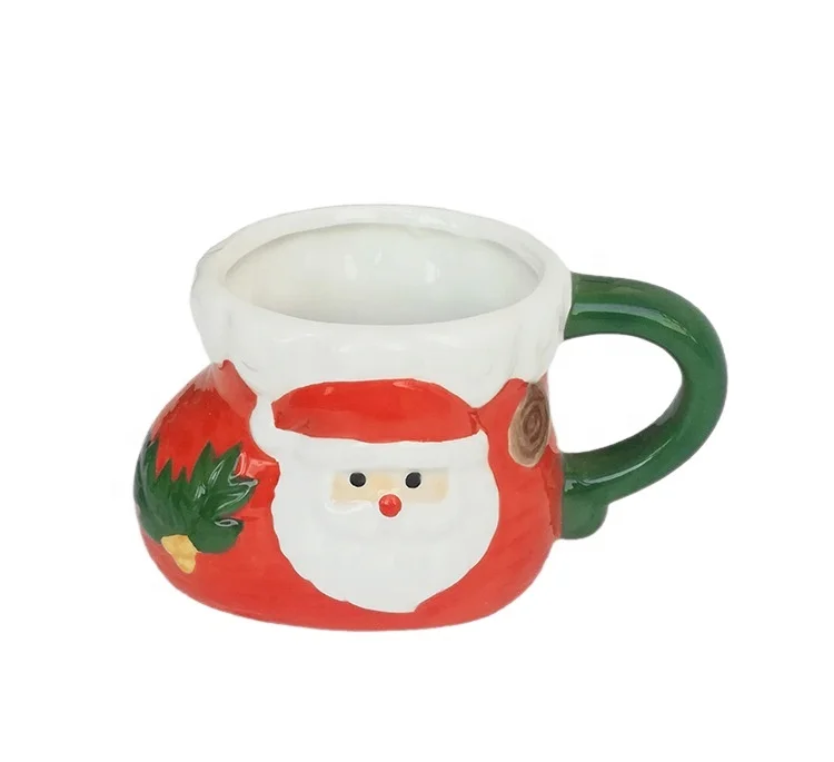 

Christmas Gift Ceramic Mug Santa Claus Shape Mug Cup Gift for Kids Mug New Year Gift Red Color, As detailed page