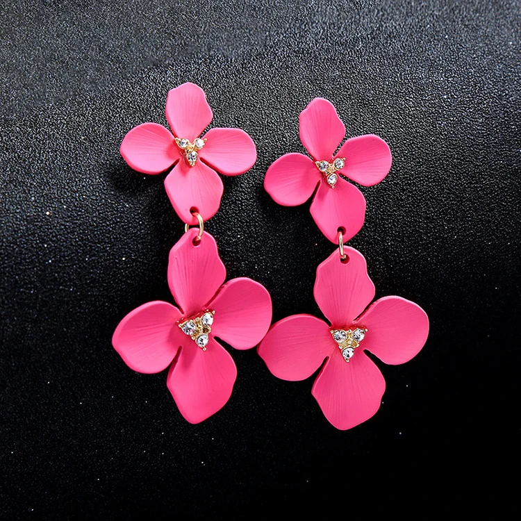product-BEYALY-925 Silver Needle Pink Girl Instagram Artistic Flower Diamond Studs Female Earrings-i