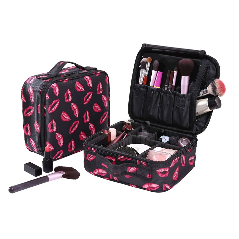 

Custom beauty bags logo set for professional,fashion small beauty bags pouch,Travel Black beauty bag cosmetic