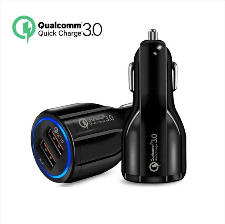 

30% Off Amazon Hot Sale Dual Port USB Car Charger Power QC3.0 Mobile Phone Charger for Mobile Phone, Black / white