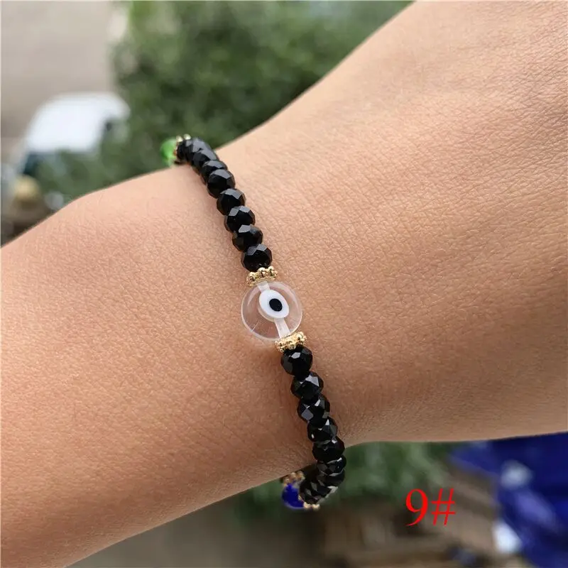 

New Arrival Multi Color Crystal Beads Evil Eyes Bracelet Trendy Rhinestone Enamel Blue Eyes Bracelet