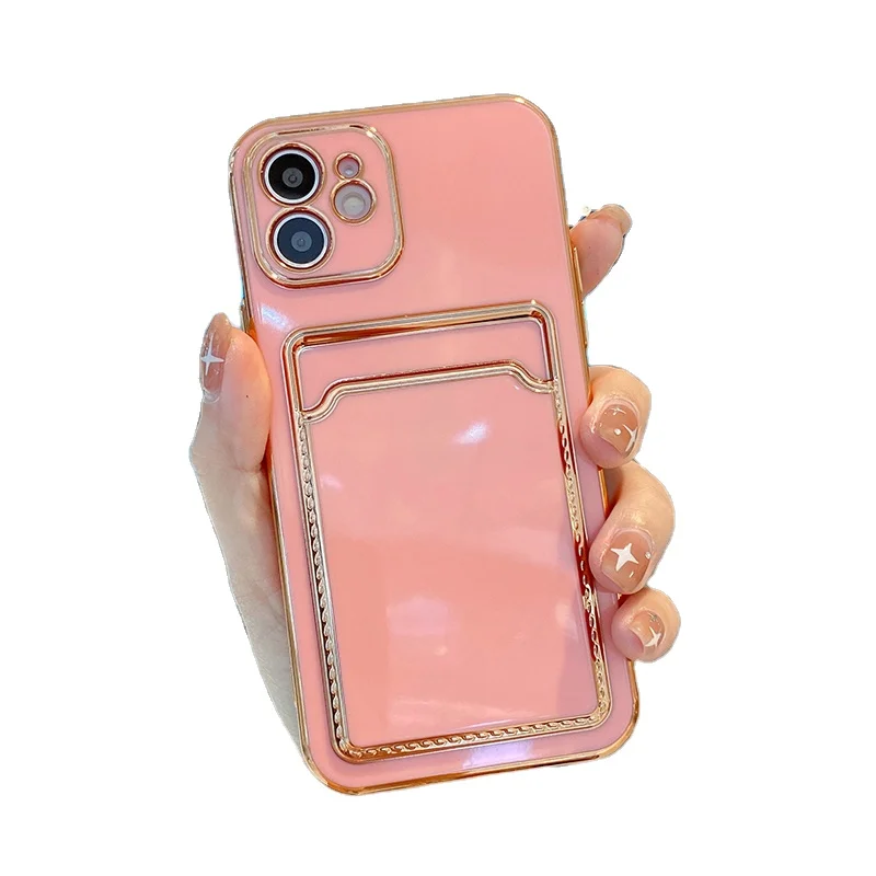 

Amazon Hot Selling Straight edge plating solid color all-inclusive TPU Card Slot Mobile Phone Case for iPhone 11 12 13 13PRO