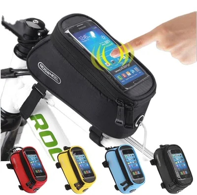 

Waterproof Bike Bicycle Bag Case Phone Holder Bag Fits Cell Phones Below 6.0 Inches, Red blue green