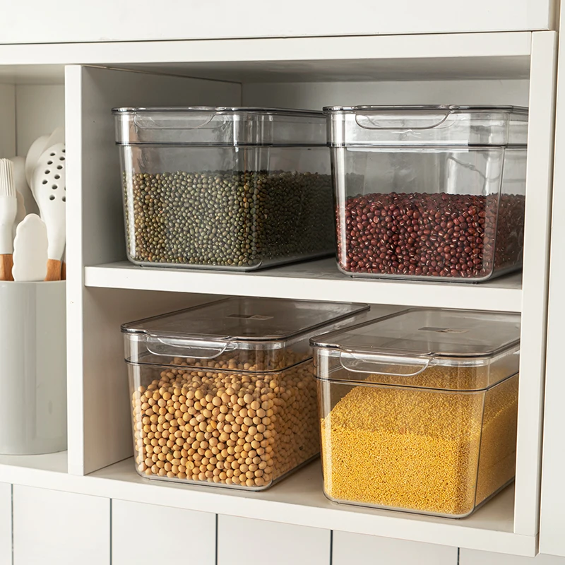 

Customize stackable fridge bins acrylic kitchen cabinet drawer with lid organiser Refrigerator clear freezer fridge organizer