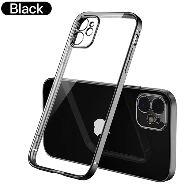 Luxury Square Frame Plating Clear Phone Case For iPhone – Case Monkey