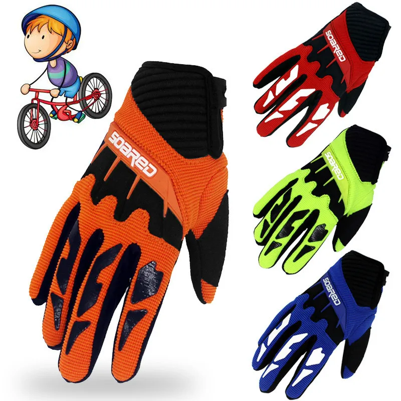 

hildren Kids Skating Scooter Bicycle Cycling Full Finger Protection Gloves Bicycle Riding Cross Country Racing Gloves Unisex, 3 colors available