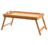 Bamboo Homemade Bed Tray Folding Breakfast TV Laptop Tray Table Hospital Serving Tray with Handles Foldable Legs