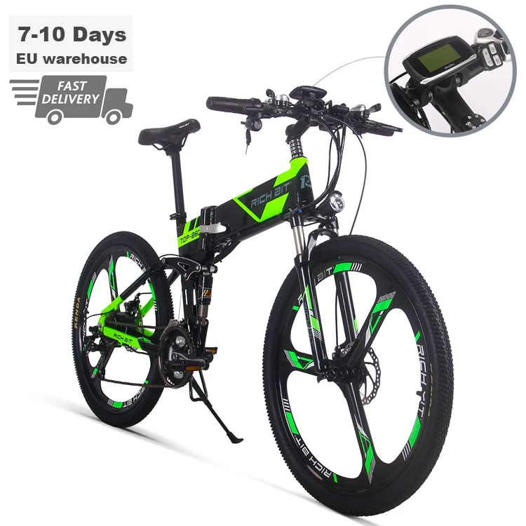 

New Products RICH BIT black-green electric folding mountain bike with Battery Fat Tire Long Range for adult