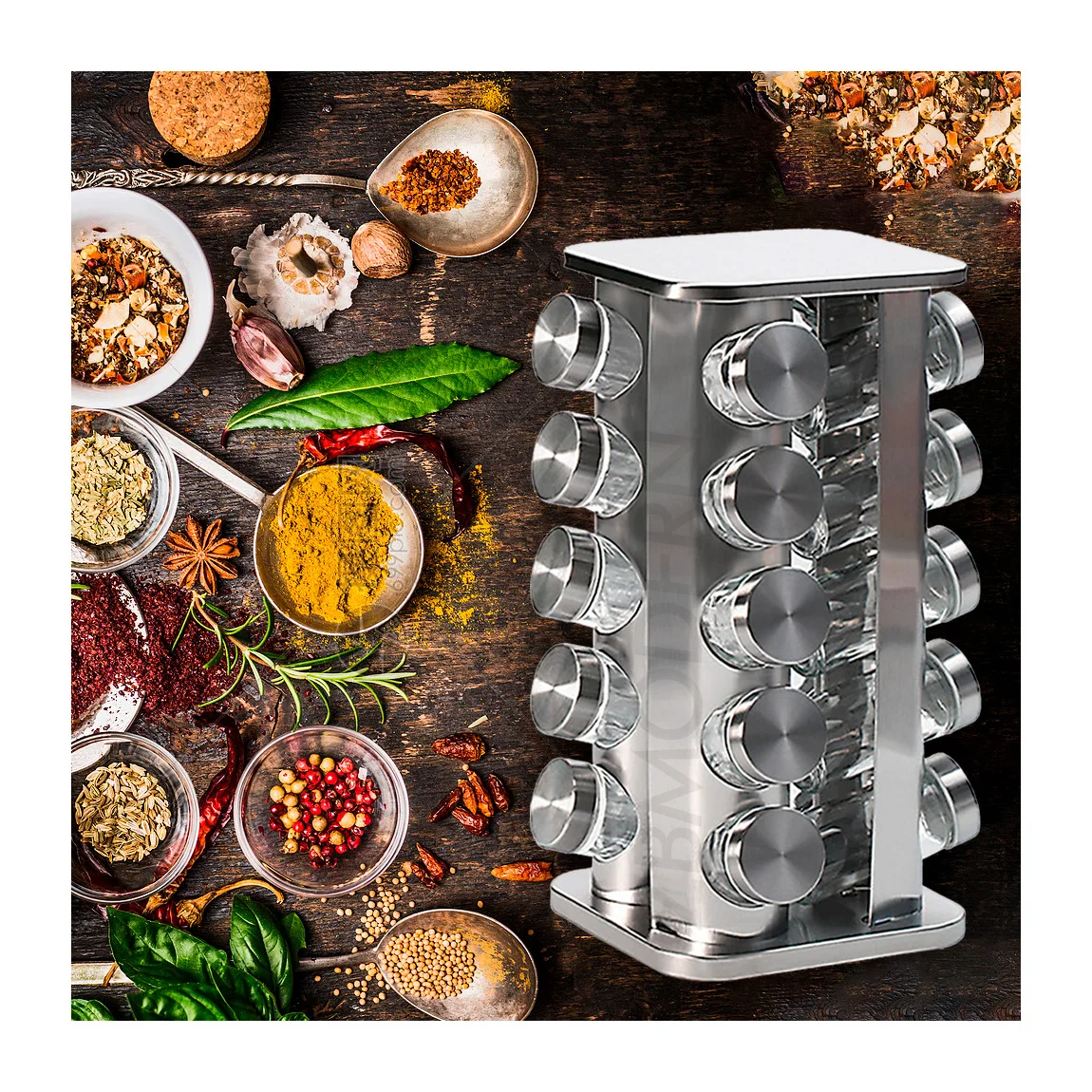 

[JT-R20]20 Jar Filled Swivel Spice Rack Revolving Rotating Spice Rack Set, Original steel