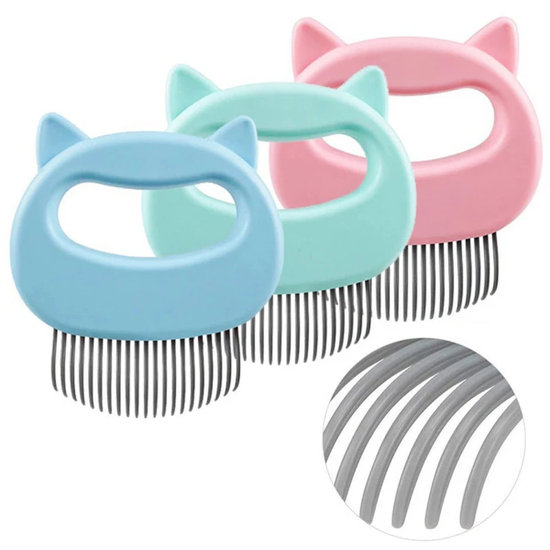 

Pet Massage Hair Removal Comb ABS Elastic Half-curved Handle Cat Brush To Clean Fluff Massage Dusting Pet Brush