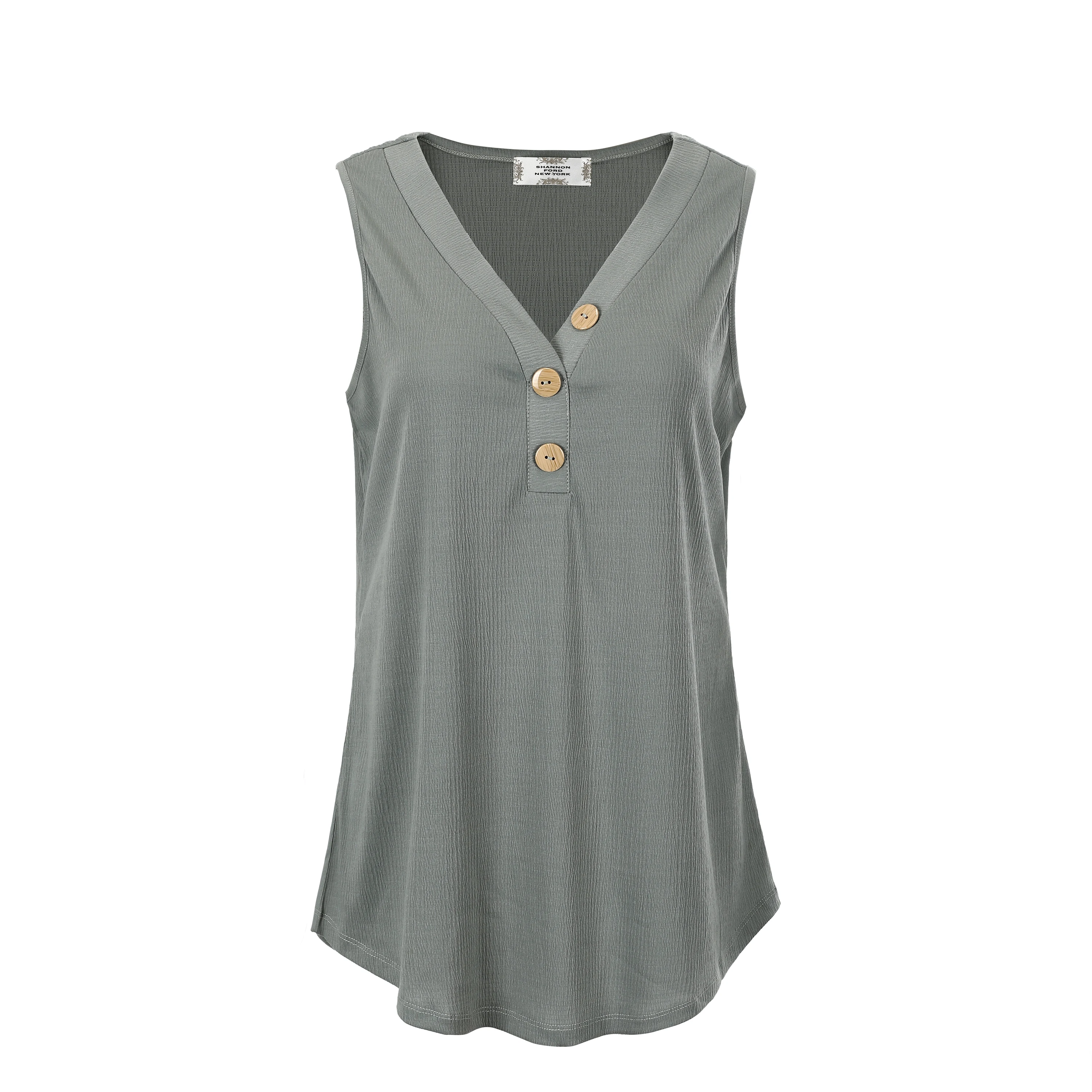 

Hot Sale Women's Casual Summer V Neck Tank Tops Sleeveless Button Down Shirts