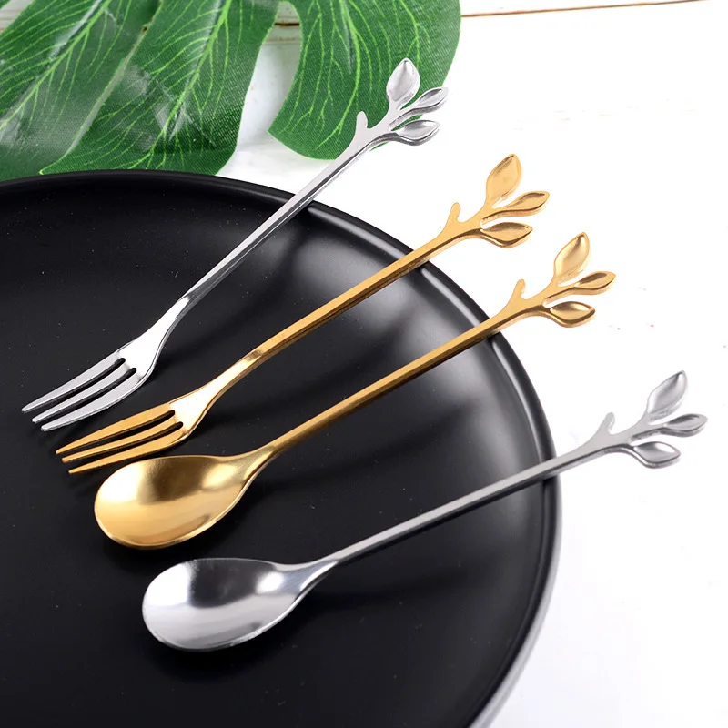 

High quality Creative Alloy Coffee Spoon Retro Leaves Handle Tea Stirring Spoons Exquisite Kitchen Sugar Measuring Tool Gifts, As the picture