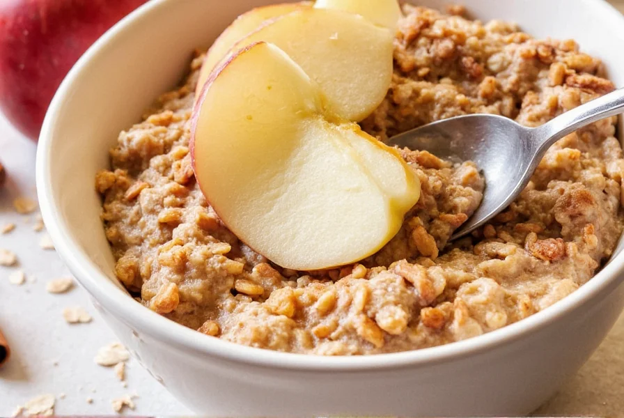 Quaker Apple Cinnamon Oatmeal prepared in a bowl with apple slices and cinnamon sprinkled on top