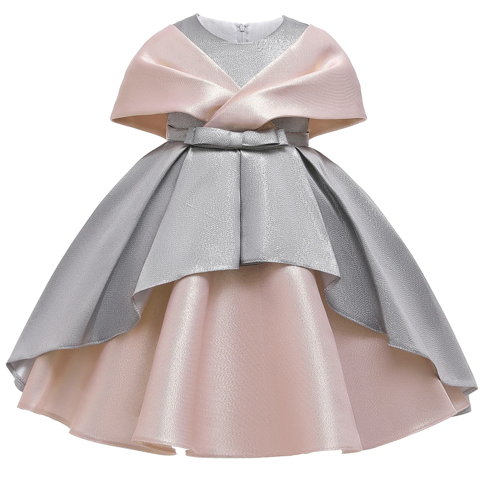 

2020 Unique Baby Girl Party Wedding Birthday Dresses Changeable Sleeve Design L5185, Pink,gray