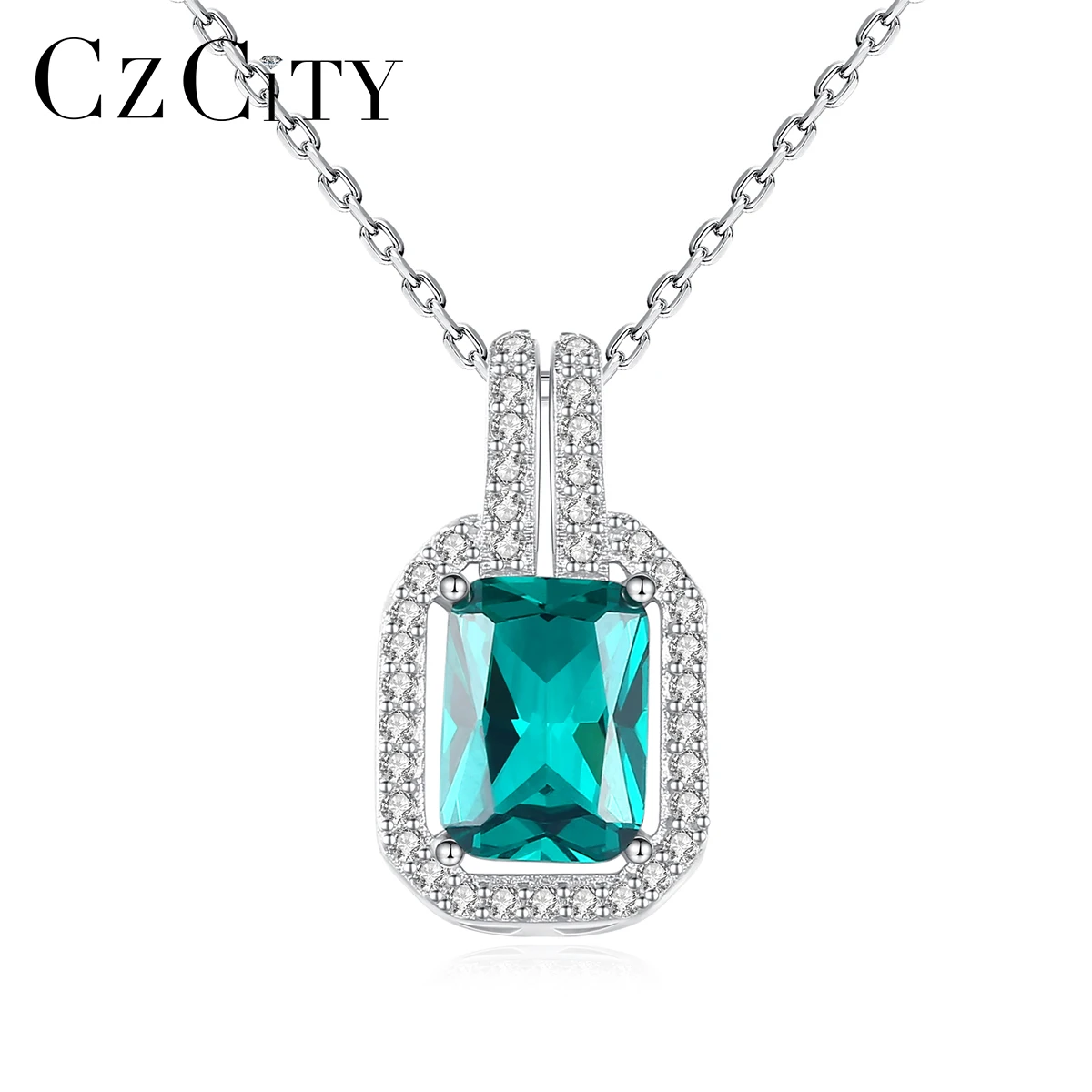 

CZCITY Charm Square Shape Classic Blue Gemstone Zirconia Setting S925 Sterling Silver for Ladies Wholesale