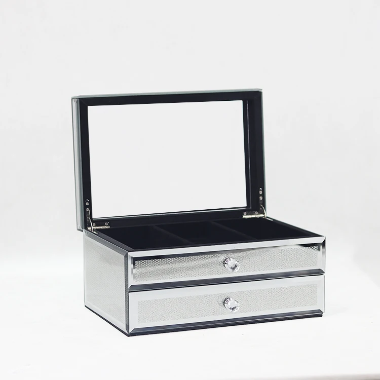 

Manufacturer supplier low price silver double layer jewelry box high quality