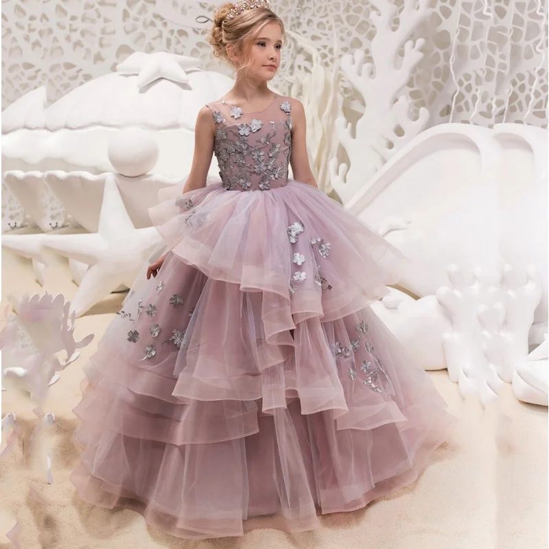 

kids pageant dress princess party dress for girls fancy little girls dress, Picture color