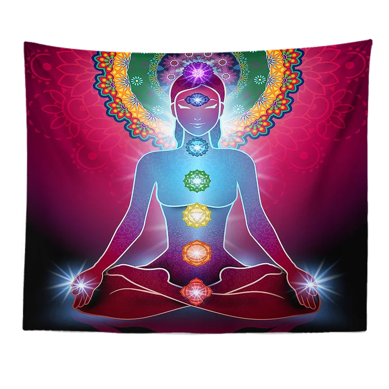 

Criental Psychedelic Yoga Meditation Spiritual Wall Hanging Blanket Custom Printed Chakra Tapestry